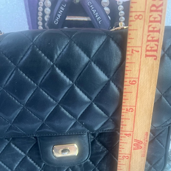 CROUCH & FITZGERALD vintage quilted Lambskin leather black gold chain crossbody - Picture 11 of 11
